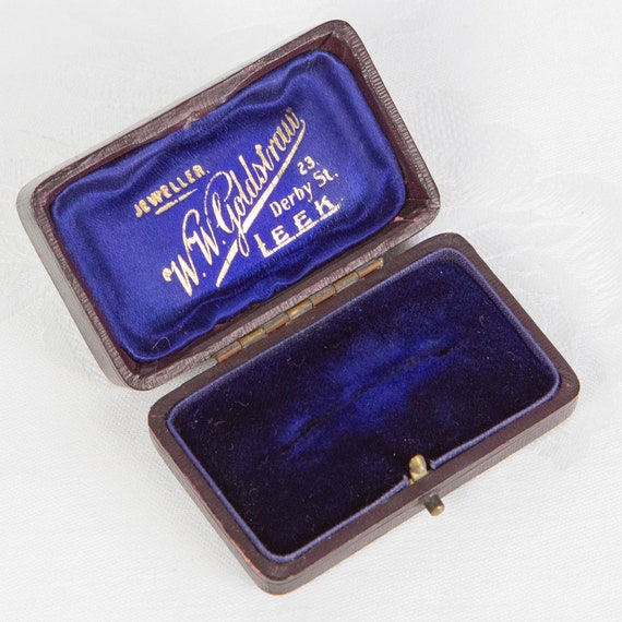 Antique Jewellery Box – Old Jewellers Brooch /Pin Box – Leek, Staffordshire