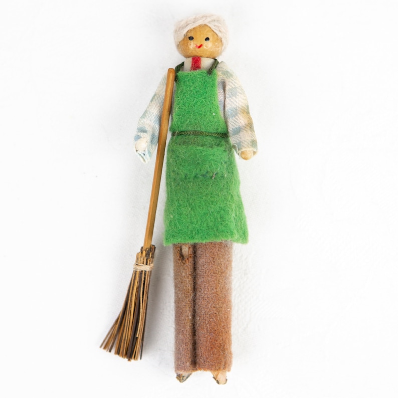 Vintage Wooden Peg Doll Handmade Victorian dress Etsy