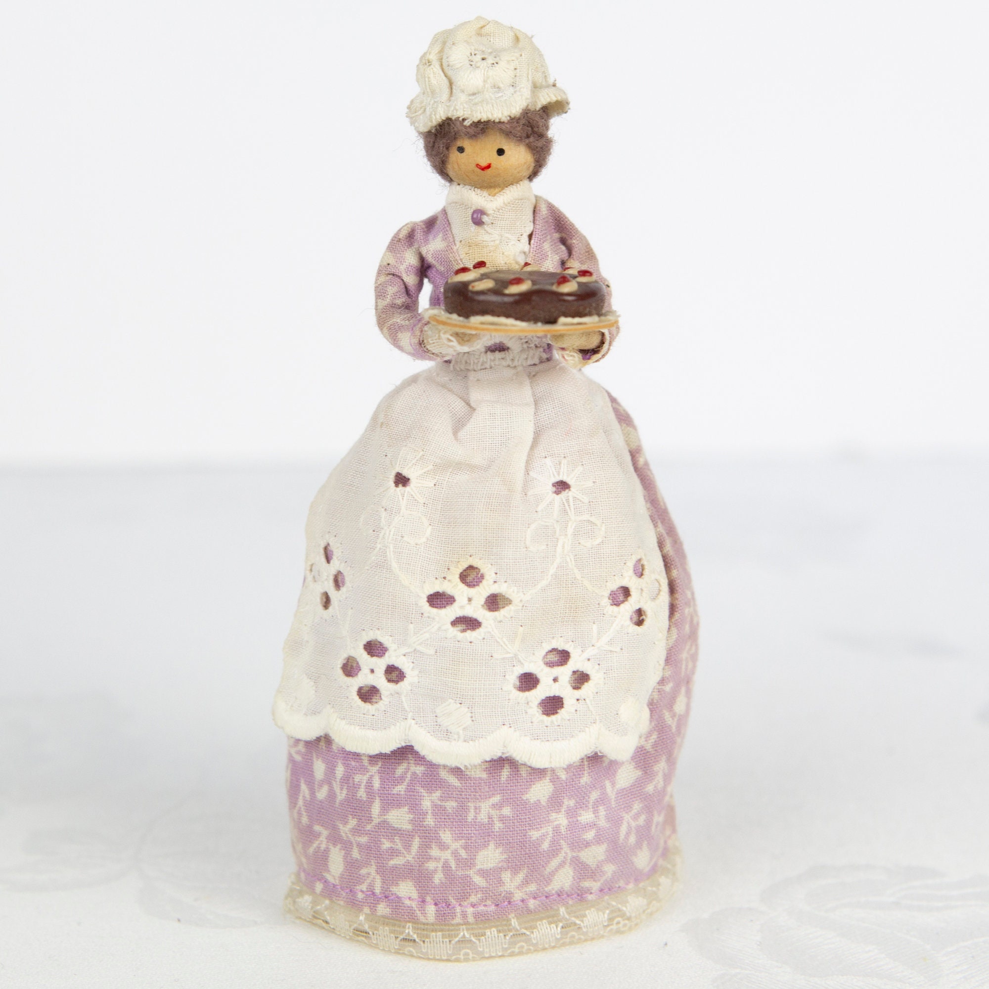 Vintage Wooden Peg Doll Handmade Victorian dress Baker Etsy