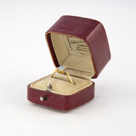 Vintage Red Leather Ring Box, Arther Kay & Bro, R… - image 1