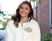 Monogrammed Varsity Sherpa Pullover - Sorority Sherpa Pullover - Big Little Gift - Bridesmaid Gift - Oversized Sweatshirt - Custom Pullover