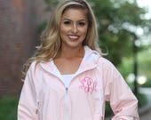 Monogrammed Rain Jacket Personalized Bridesmaids Gifts (One Monogrammed Location) - Ladies Full Zip Rain Jacket - Ladies Monogrammed Jacket