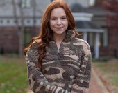 Camouflage Monogrammed Sherpa Pullover - Sherpa Pullover - Bridesmaid Gift - Office Gift - Oversized Sweatshirt - Custom Pullover-Q10