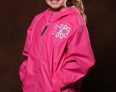 Monogrammed Youth Charles River Full Zip Rain Jacket - Girls Monogrammed Rain Jacket - Chest Monogram