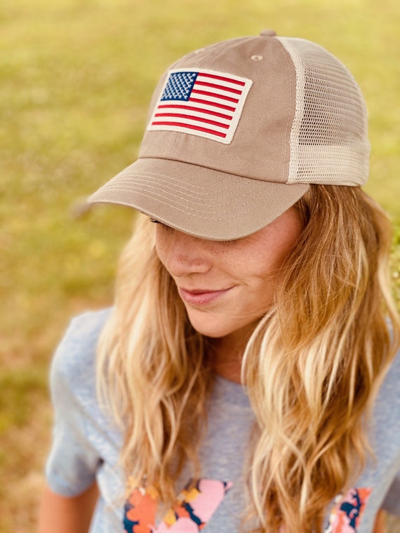 American Flag Patch Mesh Back Cap 