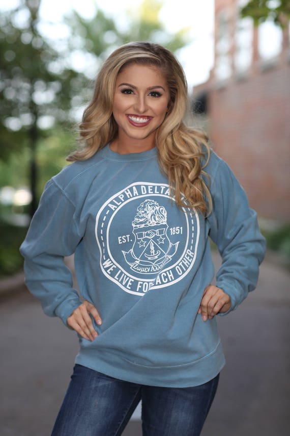 Alpha Delta Pi Comfort Color Crewneck Sweatshirt Adpi Letter Etsy
