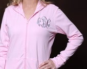 Ladies Monogrammed Stretch Cotton Zip Up Hoodie