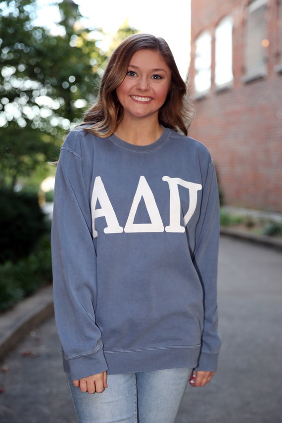 Alpha Delta Pi Comfort Color Crewneck Sweatshirt Adpi Letter Etsy