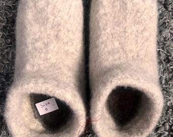Wool slippers, knitted and felted, very warm with a soft cushy soul