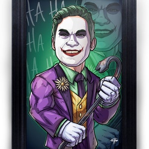 Be The Villain: The Joker custom art, cartoon drawing, superhero portrait, gift for him, poster, illustration, comic, caricature image 3