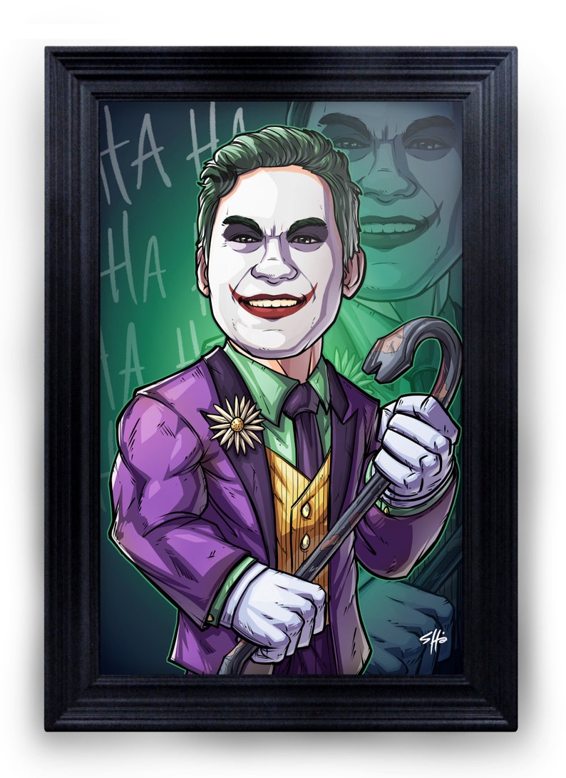 Be The Villain: The Joker custom art, cartoon drawing, superhero portrait, gift for him, poster, illustration, comic, caricature image 3