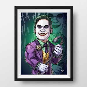 Be The Villain: The Joker custom art, cartoon drawing, superhero portrait, gift for him, poster, illustration, comic, caricature image 5
