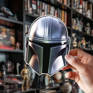 Mandalorian sticker! Premium vinyl waterproof sticker gift him her mando water bottle decal laptop desk starwars sticker notebook decal