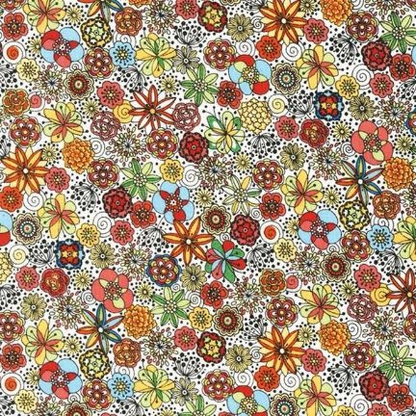 London Calling 4- SRK-14582-205 - Robert Kaufman- Multi Color Floral-  Cotton Lawn- 1 Yard Fabric