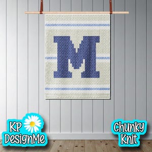 Personalized Letter M Chunky Knit Blanket Pattern (Digital Download)