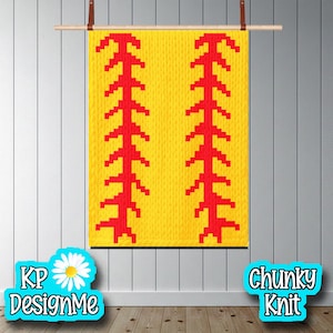 Patrón de manta de softbol: Diseño de punto grueso con los dedos (Descarga digital)