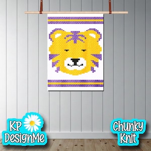 Tiger Face Blanket Pattern: Chunky Finger Knit (Digital Download)