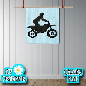Dirt Bike Rider Blanket Pattern: Chunky Finger Knit (Digital Download)