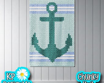 Anchor Blanket Pattern: Chunky Finger Knit, Sailing Theme (Digital Download)