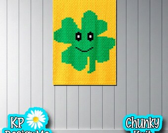 Happy 4 Leaf Clover Blanket Pattern: Chunky Finger Knit (Digital Download)