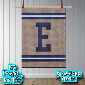 Collegiate Block E Crochet Blanket Pattern: Varsity Graphgan Throw (Digital Download)