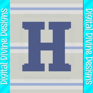 H Padrão gráfico de bloco universitário personalizado para cobertor de malha de dedo grosso Download digital apenas padrão, padrão de letra personalizado H