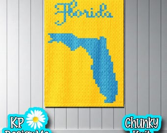 Florida Map Blanket Pattern: Chunky Finger Knit (Digital Download)