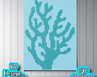 Coral Reef C2C Blanket Pattern Digital Download Lapghan Graphgan size 36" x 49"