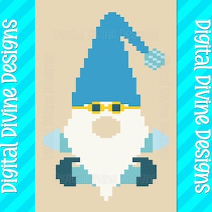 Summer Beach Gnome Graphic Pattern for Chunky Finger Knit Blanket, Digital Download Pattern Only, Sun & Sand Sunglasses Blanket Pattern