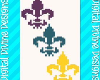Fleur De Lis Mardi Gras Blanket Pattern: Chunky Knit (Digital Download)