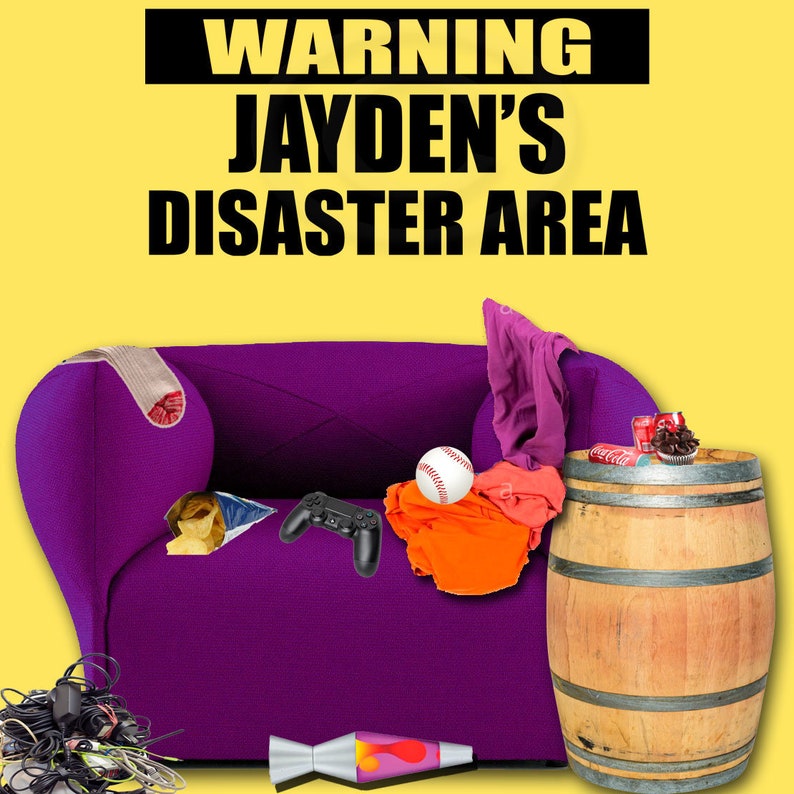 Personalized WARNING Disaster Area Large Vinyl Wall Decal | Etsy