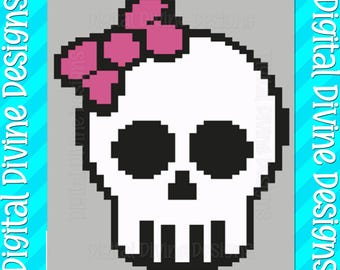 Girly Rocker Skull Blanket Pattern: Chunky Finger Knit (Digital Download)