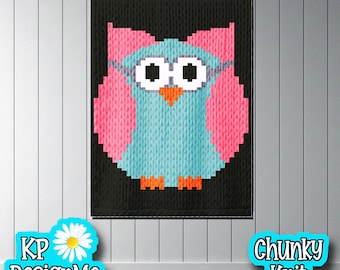 Owl Blanket Pattern: Chunky Finger Knit Graphic (Digital Download)