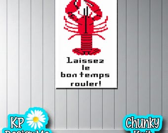 Crawfish Blanket Pattern: Chunky Finger Knit, Louisiana Theme (Digital Download)
