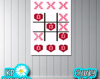 XOXO Tic Tac Toe Blanket Pattern: Chunky Finger Knit (Digital Download)