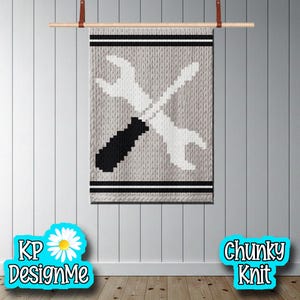 Handyman Tools Blanket Pattern: Chunky Finger Knit Yarn (Digital Download)