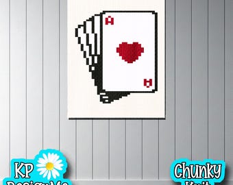 Playing Cards Blanket Pattern: Chunky Knit Digital Download