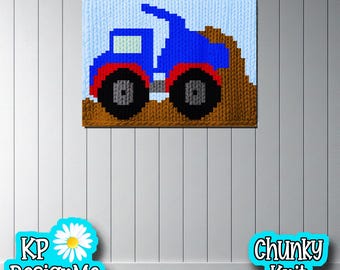 Dump Truck Blanket Pattern: Chunky Finger Knit (Digital Download)