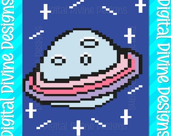 Modello per coperta Saturn: grafica lavorata a maglia grossa (download digitale)