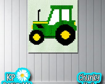 Tractor Blanket Pattern: Chunky Finger Knit Design (Digital Download)
