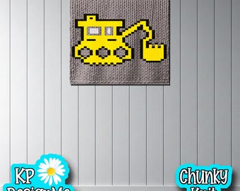 Excavator Blanket Pattern: Chunky Finger Knit, Boy's Construction (Digital Download)