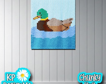 Mallard Duck in Water Blanket Pattern: Chunky Finger Knit (Digital Download)