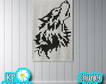 Howling Wolf Chunky Knit Blanket Pattern (Digital Download)