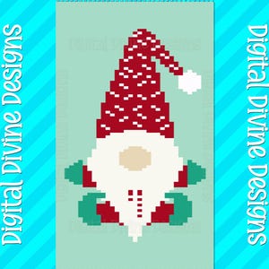 Christmas Gnome Graphic Pattern for Chunky Finger Knit Blanket, Digital Download Pattern Only,  Merry Christmas Cutie Gnome Blanket Pattern