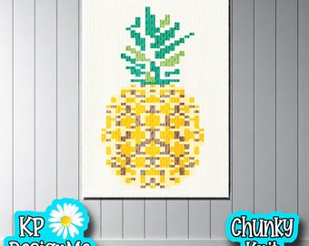 Padrão de manta de abacaxi: Design de tricô grosso com os dedos (Download digital)