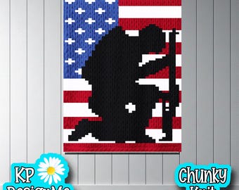 American Soldier Blanket Pattern: Chunky Finger Knit (Digital Download)