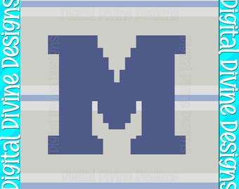 Personalized Letter M Chunky Knit Blanket Pattern (Digital Download)