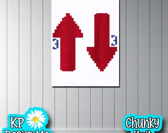 Padrão de manta de beisebol 3 Up 3 Down: Design de tricô grosso com os dedos (Download digital)