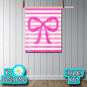 Pink Bow Blanket Pattern for Chunky Finger Knitting (Digital Download)