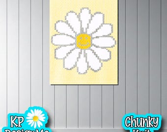 Daisy Flower Blanket Pattern: Chunky Finger Knit (Digital Download)